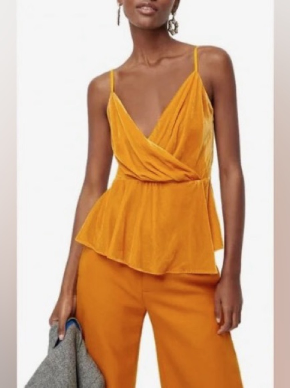 J. Crew Hudson Gold Velvet Low Cut Surplice Blouse